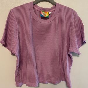 💜Big Bud Press Honeycomb Ribbed cropped tee Lilac lavender pastel purple